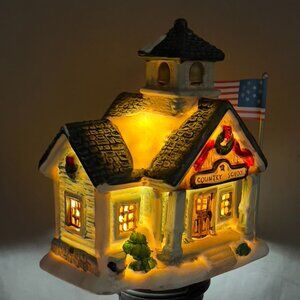 Cobblestone Corners Ceramic Christmas Village Country School Holiday Decor Y2K